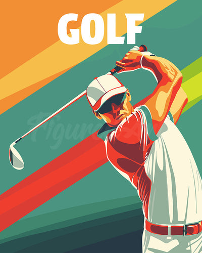 Pintar por numeros Figured'Art - Póster Deportivo de Golf