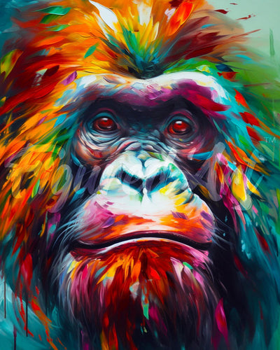Diamond Painting - Orangután Abstracto Colorido