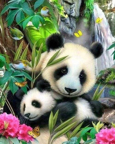 Punto de Cruz - Familia de pandas