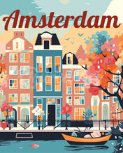 Cargar imagen en el visor de la galería, Pintar por numeros Figured&#39;Art - Póster de Viaje Ámsterdam en Flor