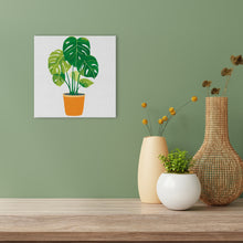Cargar imagen en el visor de la galería, Mini Pintura por Números 20x20cm con bastidor Planta verde