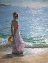 Cargar imagen en el visor de la galería, Pintar Por Números - Chica En La Playa - Figuredart - Barcos Paisajes Romanticismo