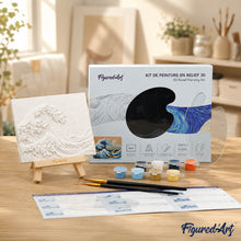 Cargar imagen en el visor de la galería, Kit de pintura en relieve - La gran ola de Kanagawa