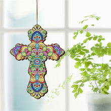 Cargar imagen en el visor de la galería, Colgante Decorativo Diamond Painting Cruz Flores