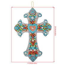 Cargar imagen en el visor de la galería, Colgante Decorativo Diamond Painting Cruz con Corazón