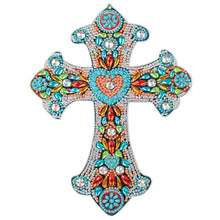 Cargar imagen en el visor de la galería, Colgante Decorativo Diamond Painting Cruz con Corazón