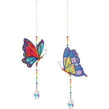 Cargar imagen en el visor de la galería, Carillón en Cristal Diamond Art Mariposas 2 Piezas