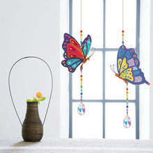 Cargar imagen en el visor de la galería, Carillón de Cristal Diamond Art Mariposas 2 Piezas
