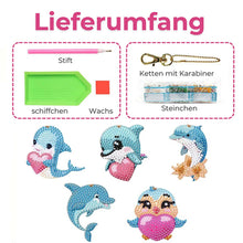 Cargar imagen en el visor de la galería, Llavero Diamond Painting 5D con Delfines 5 Piezas