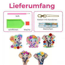 Cargar imagen en el visor de la galería, Llavero Diamond Painting 5D con Elefantes 5 Piezas