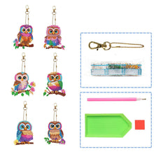 Cargar imagen en el visor de la galería, Llavero Diamond Painting 5D Búhos 6 Piezas
