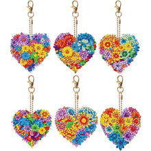 Cargar imagen en el visor de la galería, Llavero Diamond Painting 5D Corazón de Flor 6 Piezas
