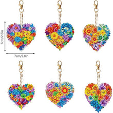 Cargar imagen en el visor de la galería, Llavero Diamond Painting 5D Corazón de Flor 6 Piezas