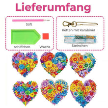 Cargar imagen en el visor de la galería, Llavero Diamond Painting 5D Corazón de Flor 6 Piezas