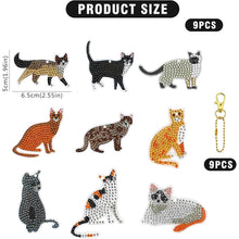 Cargar imagen en el visor de la galería, Llavero Diamond Painting 5D Gatos 9 Piezas