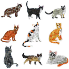 Cargar imagen en el visor de la galería, Llavero Diamond Painting 5D Gatos 9 Piezas
