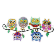 Cargar imagen en el visor de la galería, Colgante de Puerta Diamond Painting 5D con 6 Búhos