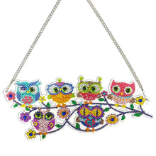 Cargar imagen en el visor de la galería, Colgante de Puerta Diamond Painting 5D 6 Búhos