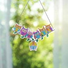 Cargar imagen en el visor de la galería, Colgador de Puerta Diamond Painting 5D 7 Búhos