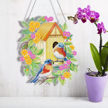 Cargar imagen en el visor de la galería, Colgante de Puerta Diamond Painting 5D - Casa de Pájaros Reversible