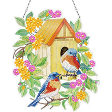 Cargar imagen en el visor de la galería, Colgante de Puerta Diamond Painting 5D - Casa de Pájaros Reversible