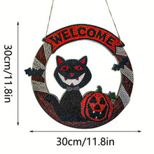 Cargar imagen en el visor de la galería, Colgador de Puerta Diamond Painting 5D Gato de Halloween