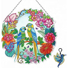 Cargar imagen en el visor de la galería, Colgante de Puerta Diamond Painting 5D Pájaros con LED y Colgante