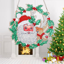 Cargar imagen en el visor de la galería, Colgante de Puerta Diamond Painting 5D Papá Noel con Reno