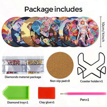 Cargar imagen en el visor de la galería, Posavasos Diamond Painting 5D Elefantes