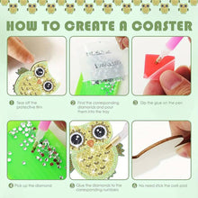 Cargar imagen en el visor de la galería, Posavasos Diamond Painting 5D con búhos conjunto de 10 piezas