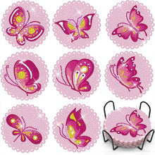 Cargar imagen en el visor de la galería, Posavasos Diamond Painting 5D con Mariposas Rosas