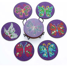 Cargar imagen en el visor de la galería, Posavasos Diamond Painting 5D Mariposas Violetas