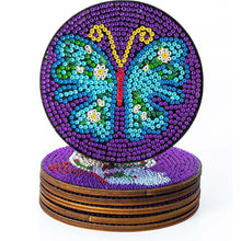 Cargar imagen en el visor de la galería, Posavasos Diamond Painting 5D Mariposas Violetas