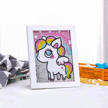 Cargar imagen en el visor de la galería, Diamond Painting 5D Niños con Unicornio con Marco de Foto