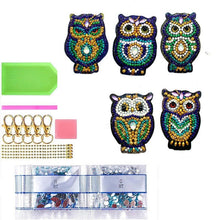 Cargar imagen en el visor de la galería, Llavero Diamond Painting 5D Búhos Conjunto de 5 Piezas