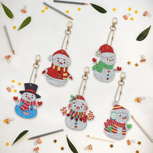 Cargar imagen en el visor de la galería, Llavero Diamond Painting 5D con Muñecos de Nieve 5 Piezas