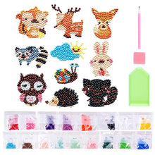Cargar imagen en el visor de la galería, Conjunto de Pegatinas Diamond Painting con Animales del Bosque para Niños