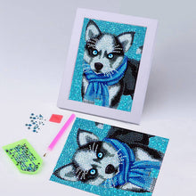 Cargar imagen en el visor de la galería, Kit Diamond Painting 5D con Diseño de Husky y Marco de Foto