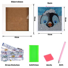 Cargar imagen en el visor de la galería, Diamond Painting 5D Niños Pingüino con Marco de Fotos