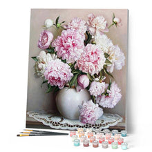 Cargar imagen en el visor de la galería, Pintar Por Números - Peonia Rosa Y Blanca - Figuredart - Flores