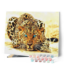 Cargar imagen en el visor de la galería, Pintar Por Números - Leopardo Ojos Azules - Figuredart - Animales