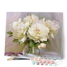 Cargar imagen en el visor de la galería, Pintar Por Números - Peony Blanco - Figuredart - Flores