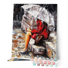 Cargar imagen en el visor de la galería, Pintar Por Números - Esperando Bajo La Lluvia - Figuredart - Romanticismo
