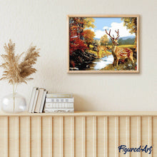Cargar imagen en el visor de la galería, Pintar Por Números - Ciervos Bebiendo - Figuredart - Animales