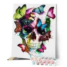 Cargar imagen en el visor de la galería, Pintar Por Números - Mariposas En El Cráneo - Figuredart - Mariposas