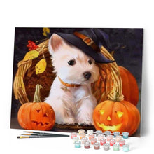 Cargar imagen en el visor de la galería, Pintar Por Números - Perro Con Calabazas - Figuredart - Animales Perros
