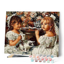 Cargar imagen en el visor de la galería, Pintar Por Números - Anna Y Sally - Figuredart - Animales Gatos Retrato Romanticismo