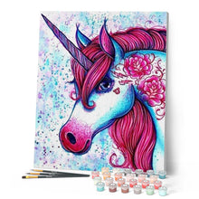 Cargar imagen en el visor de la galería, Pintar Por Números - Unicornio Rojo - Figuredart - Animales Infantil