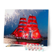 Cargar imagen en el visor de la galería, Pintar Por Números - Velero Rojo - Figuredart - Barcos