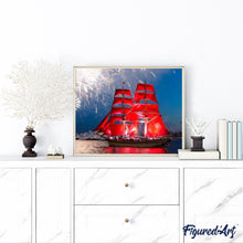 Cargar imagen en el visor de la galería, Pintar Por Números - Velero Rojo - Figuredart - Barcos